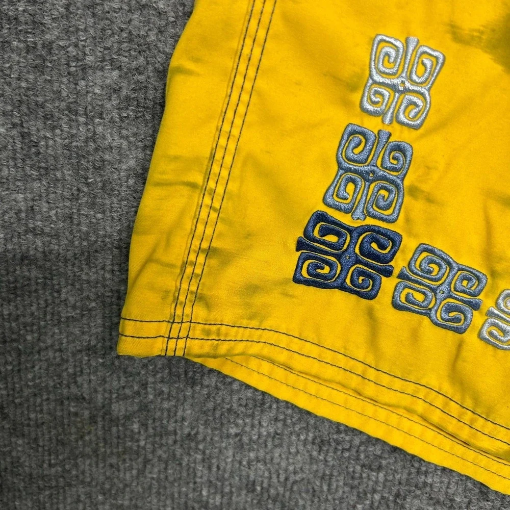 Quiksilver Silver Edition Board Shorts XL Yellow Embroidered Swimwear Y2K - 34‎